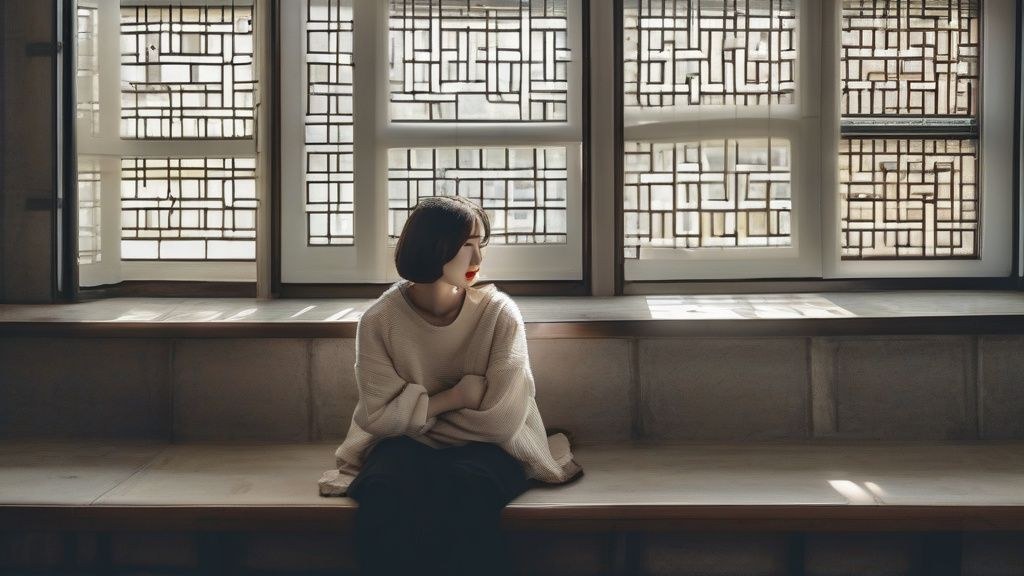 한국 가정집 거실에서 운동복을 입고 스트레칭하는 30대 여성